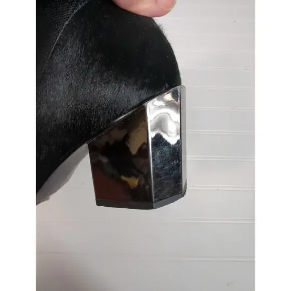 United Nude Leather Calf Hair Bootie Metallic Geometric Block Heel 37 - Picture 10 of 14